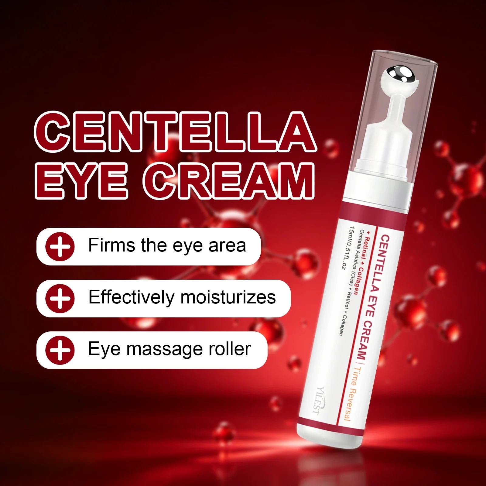 5PCS Rollerball Eye Cream Centella Retinol Collagen Serum Hydrating Firming Massage Balm Fade Dark Circles Puffiness Fine Lines