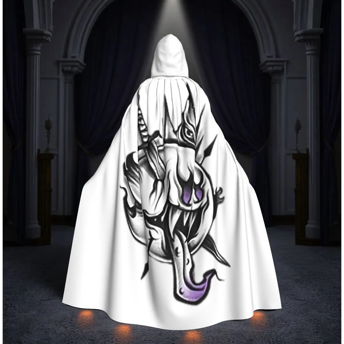 

King Boo Long Hooded Cloak Witch Medieval Costume Cosplay Cape HalloweenCoat Adult Unisex
