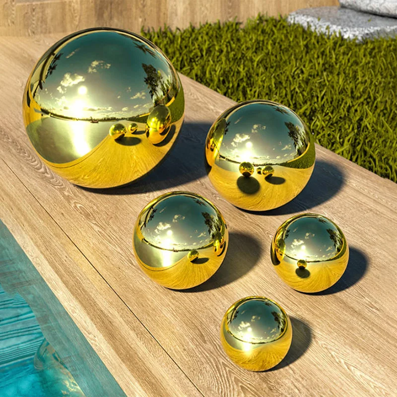 201 Stainless Steel Mirror Sphere Titanium Gold Hollow Ball Seamless Home&Garden Festivals Decor Mirror Balls Sphere 32mm-150mm