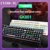 Gk801 Wired Usb 104-key Mechanical Keyboard Colorful Rgb Light Green Axis Competitive Office Backlit Mechanical Gamer Keyboard