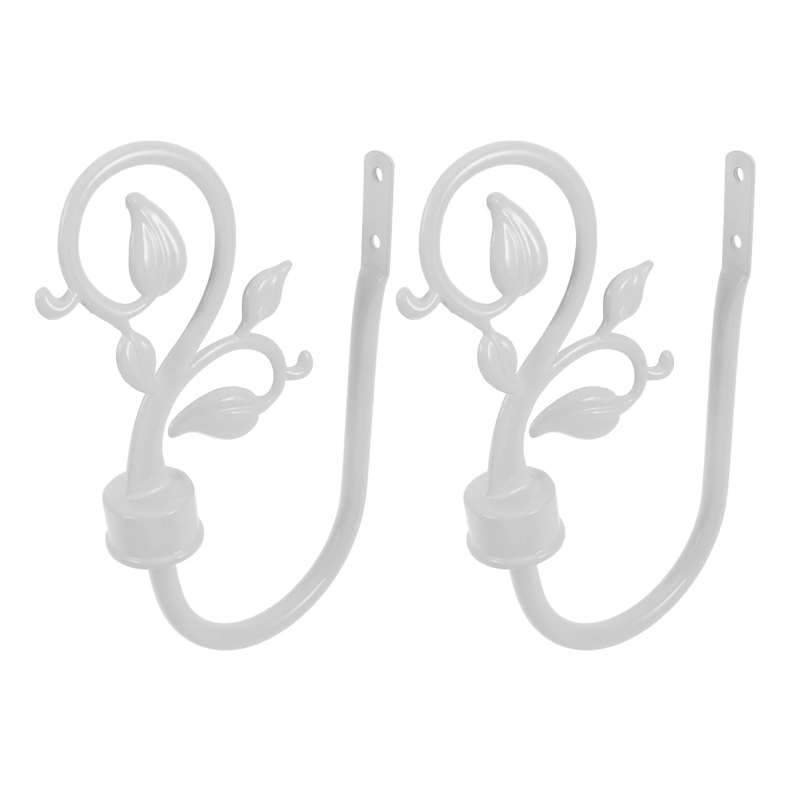 

2pcs Vintage White Leaf Shaped Curtain Holdbacks Metal Wall Mounted Drapery Ties for Window Bathroom Decor Home Accessories