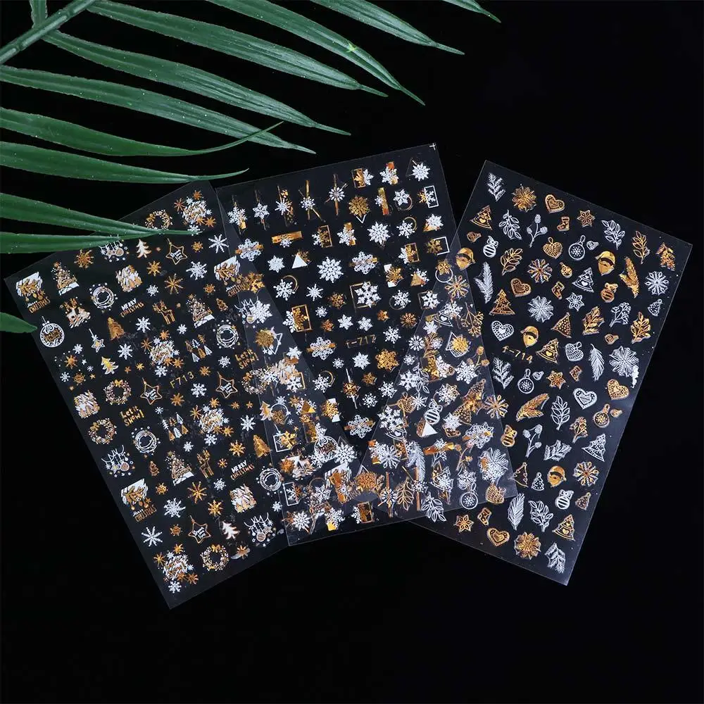자기 접착 네일 아트 장식 네일 포일 DIY 네일 데칼 눈송이 네일 스티커 레이저 스티커 크리스마스 네일 스티커