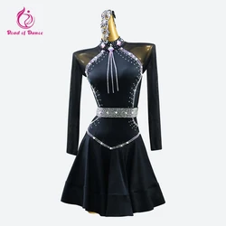 Latin Dance Stage Costume Womens Suit Party Dress 2025 Girl American Sport Midi Dancewear Samba Outfit Evening Clothes Customize