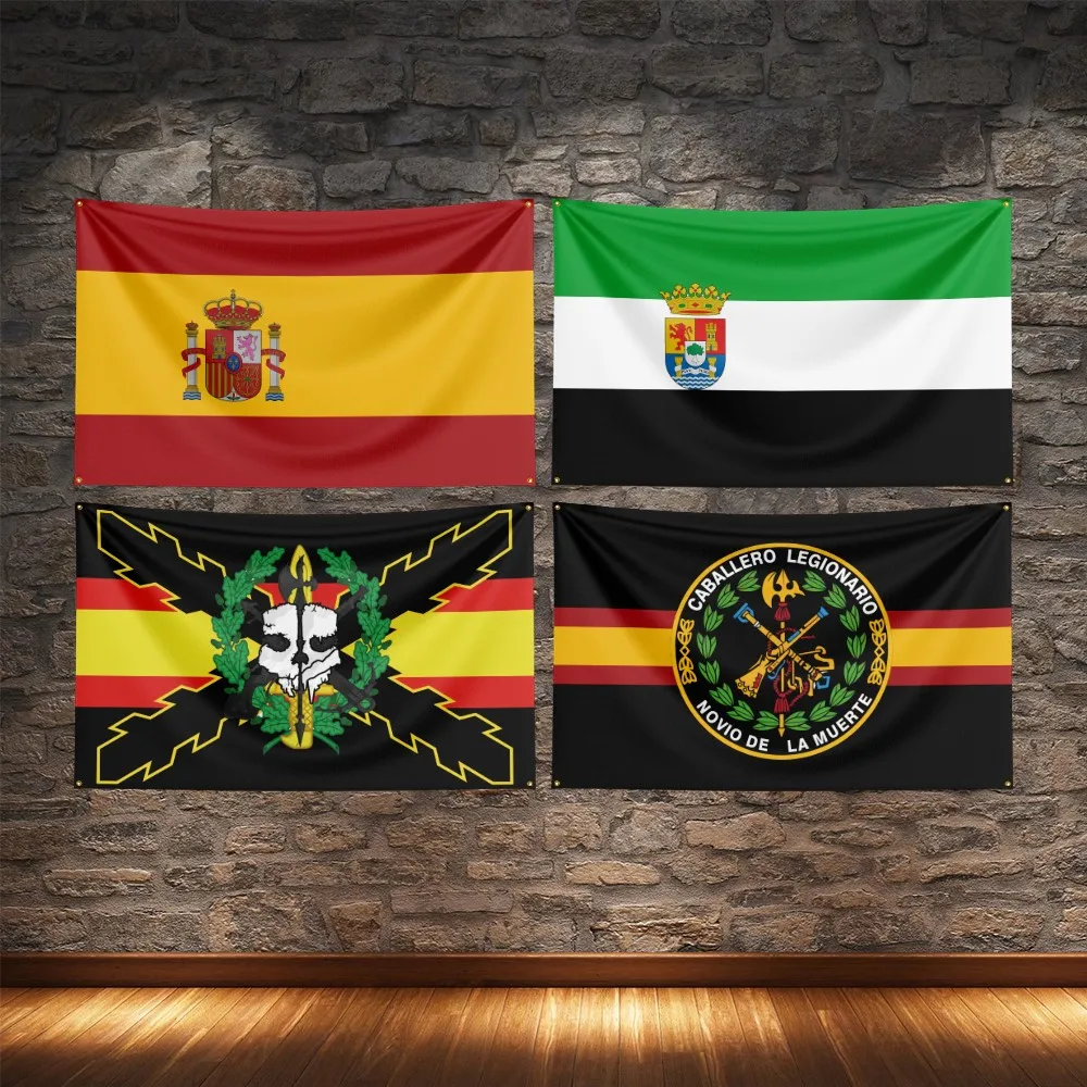Bandera de la Legión Española Negra 2025, Impresión Digital en Poliéster, para Decoración, Barbería, Publicidad