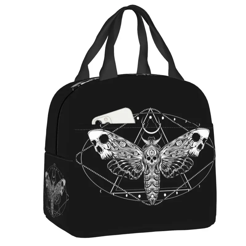 Surreal Death Moth Insulated Lunch Bag for School Office Gothic Bee Skull Resuable Thermal Cooler Lunch Box Women Kids