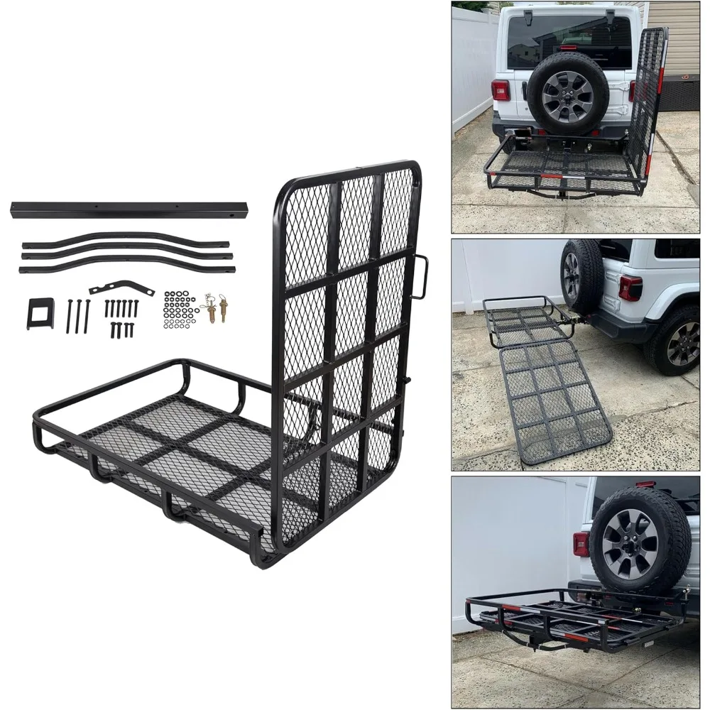 Hitch Mount Wheelchair Carrier with Mobility Ramp for Wheelchair Scooter Lawn Mower Snow Blower Hauler