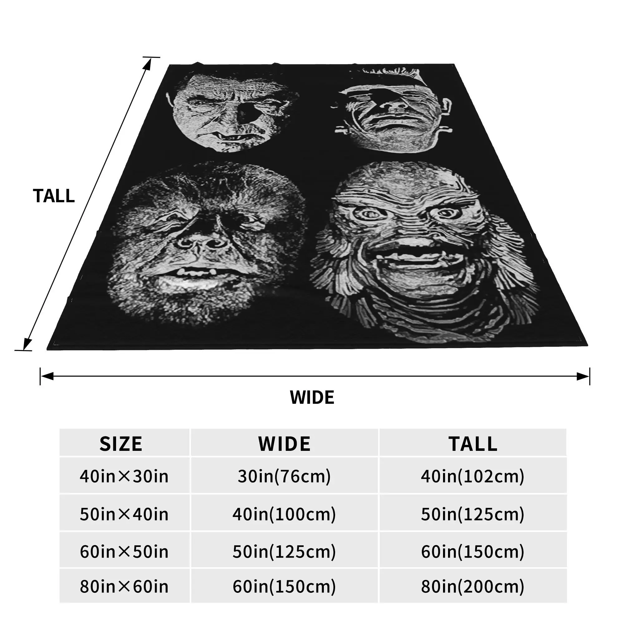 Universal Studios, Monsters,dracula, wolfman, frankenstein Blanket Soft Warm Flannel Throw Blanket Bedspread for Bed Living room