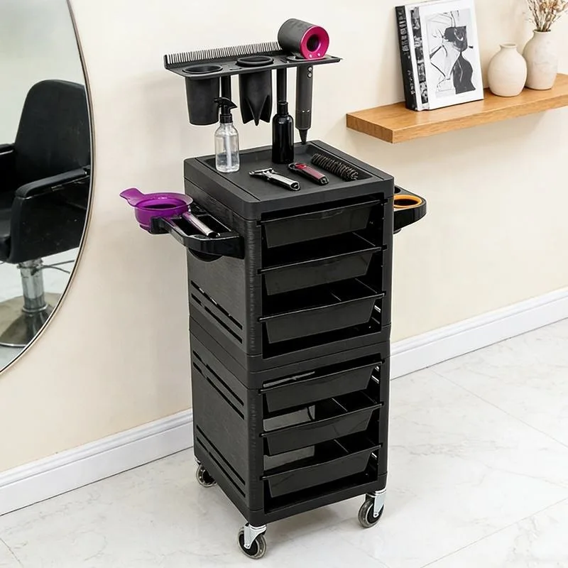 Mobile Barber Trolley 6 Drawers Tool Storage Cart Large Capacity Rolling Organizer for Beauty Salon Use
