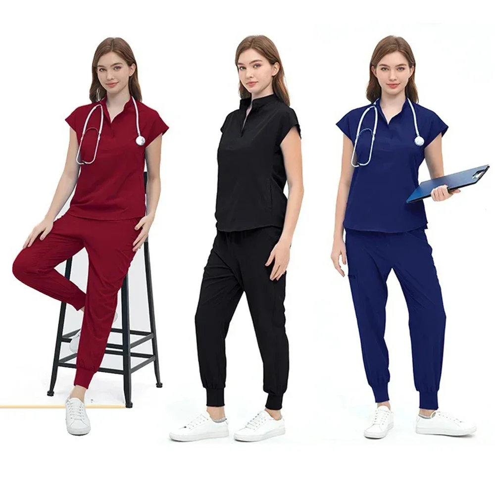 

Multicolor Scrubs Uniform Short Sleeve Tops+jogger Pants Nursing Uniform Women Pet Doctor Medical Surgery Workwear Surgical Sets