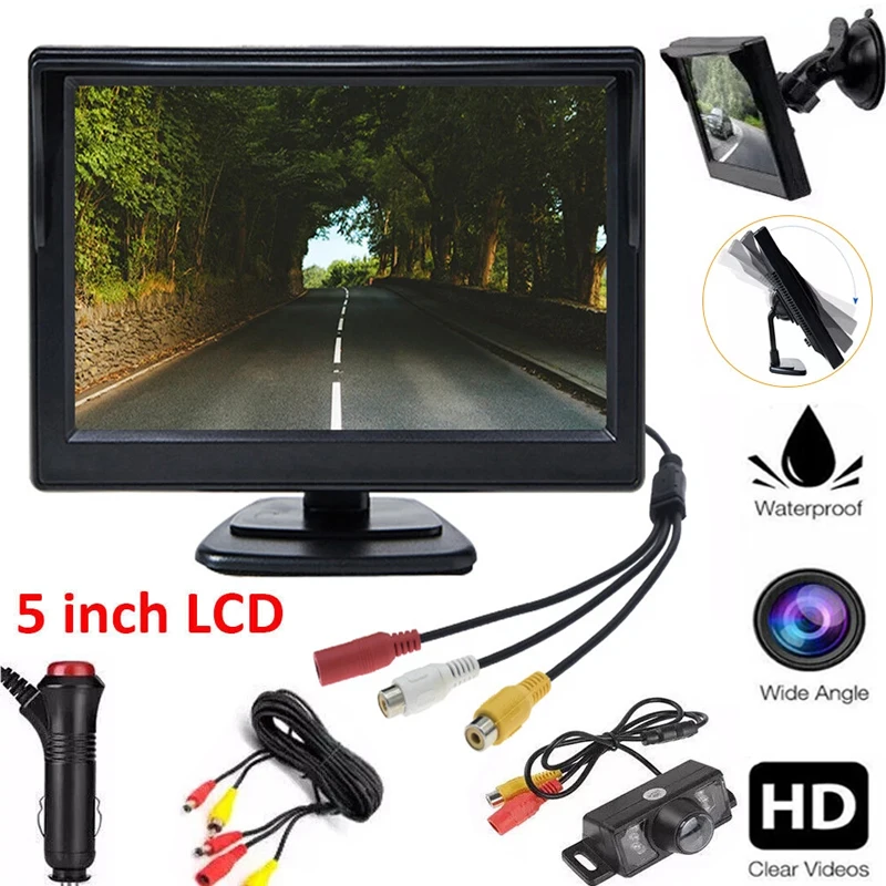 Image of Einfache Installation Rückfahrkamera 5 Zoll Auto-LCD-Monitor für Wohnmobil, Van, Nachtsicht-Rückfahrkamera-System
