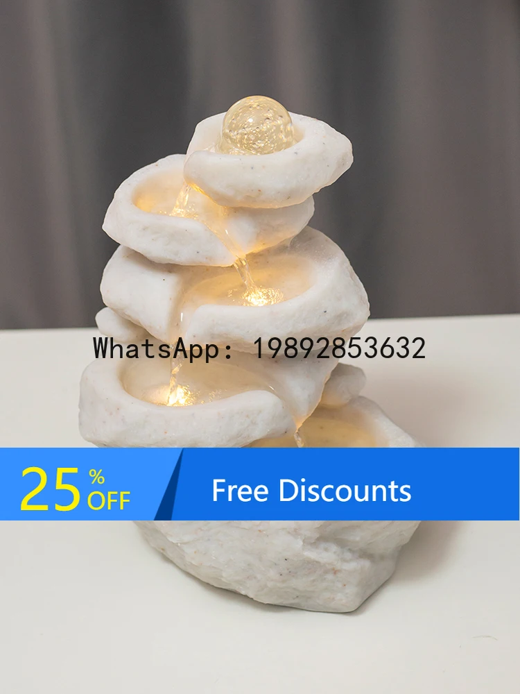 

XL Desktop Decorative Fountain Wealth-Attracting Rockery Circulating Crystal Ball Feng Shui Water Flowing Landscape Ornament