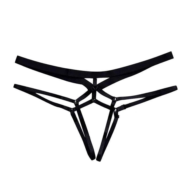 Woman Underwear With Hole Solid Color Low Waist Hollow Out Crotchless Panties Sexy T Pants Elegant Females Open Briefs Shorts