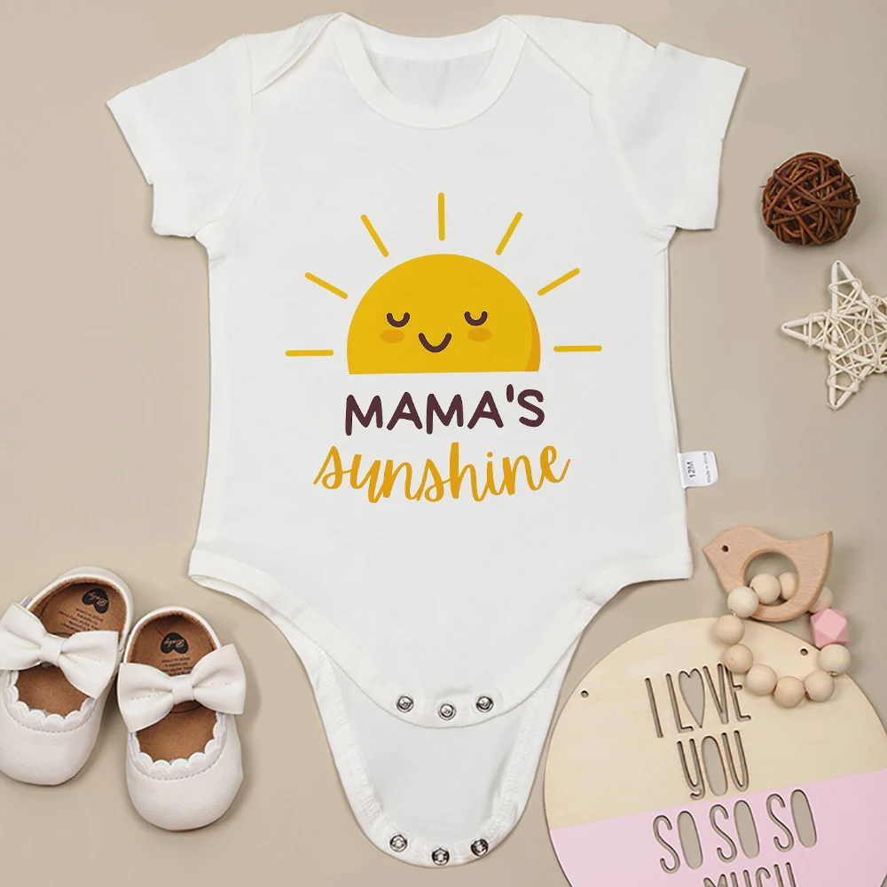 Cute Baby Girl Boy Clothes Bodysuit Mama's Sunshine Newborn Onesies Short Sleeve Cotton Summer Breathable Toddler Jumpsuit