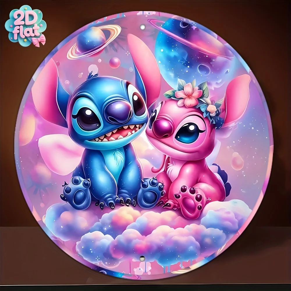 قطعة واحدة من لافتة فنية جدارية مستديرة من الألومنيوم - ديكور نابض بالحياة بطابع الفضاء مع الكواكب والنجوم، ديكور معدني متين للمنزل والحفلات