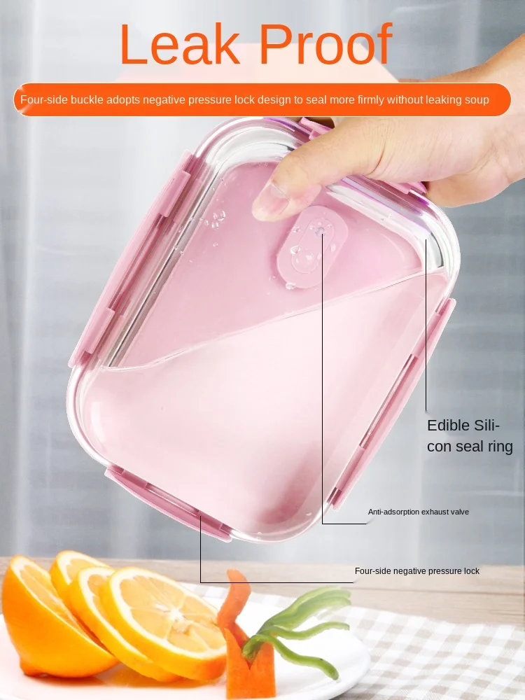 Glass Lunch Box Microwaveable Dedicated for Heating Student Office Worker Lunch Box Grid Preservation Insulation Separated Bento