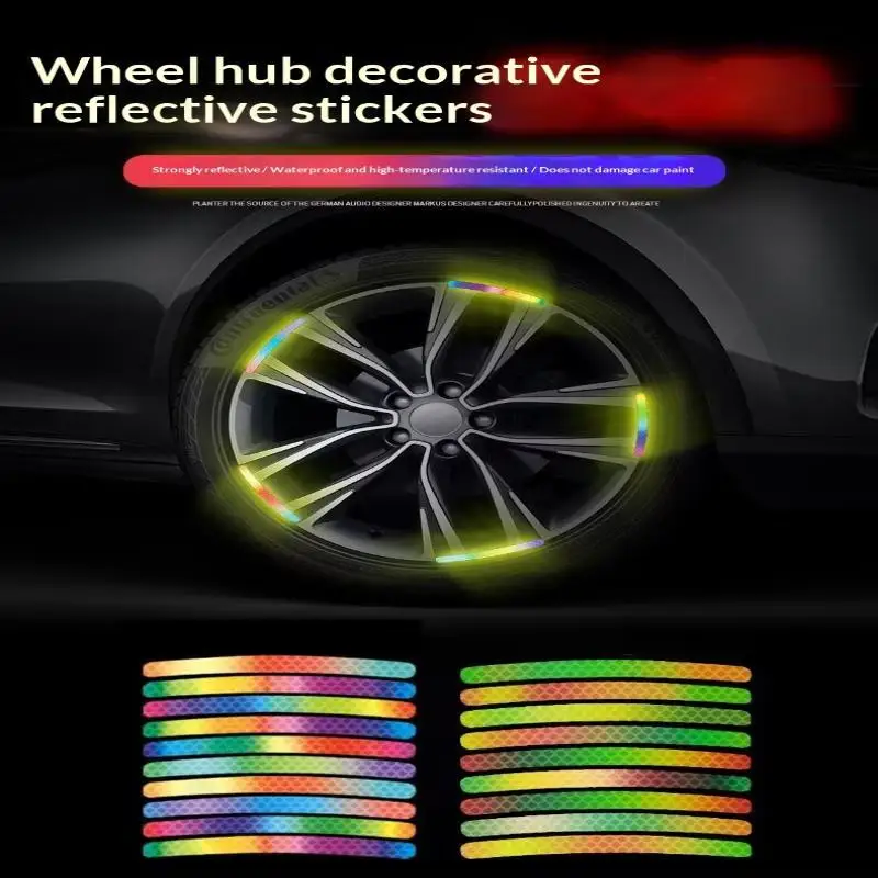 20 Stück reflektierende Auto-Felgenaufkleber, wasserdicht, einfach anzubringende Aufkleber für Motorrad, Fahrrad, Auto, DIY, Außendekoration – Detail 8