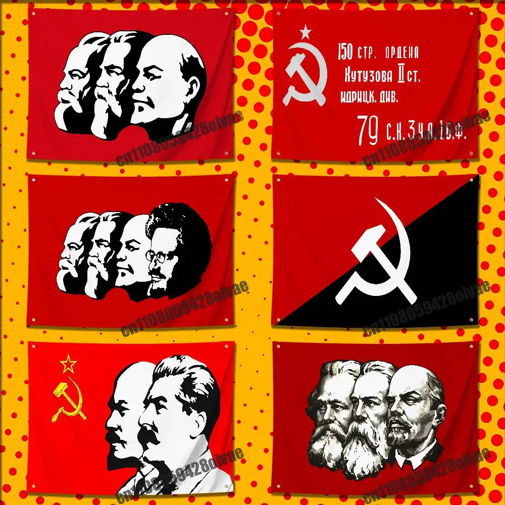 

Marx Engels Lenin Stalin Russian Victory Day Communist Flag For 50*70cm 80*120cm 100*150cm 150*200cm Camp Banner Tapestry Cover