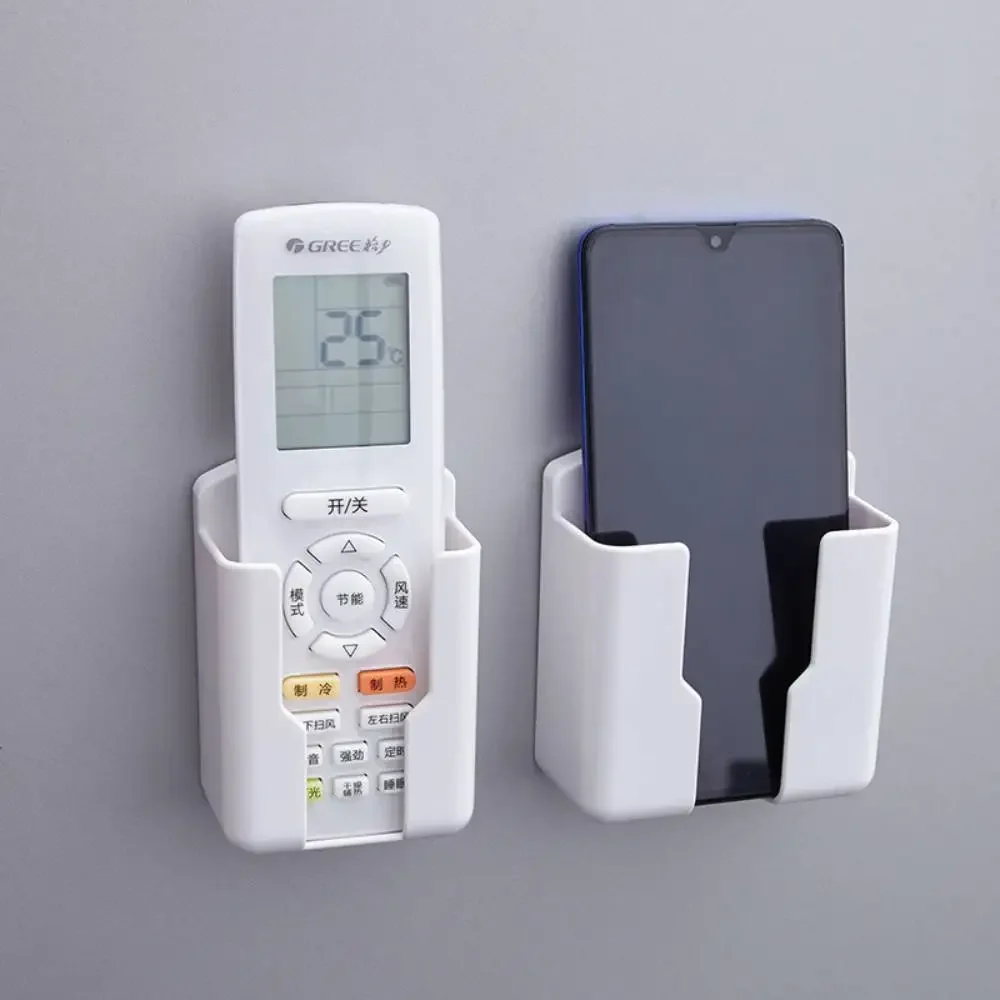 Air Conditioner Remote Holder Universal White Wall Mounted Box Storage Remote Controller Holder Phone Charging Bracket Holder