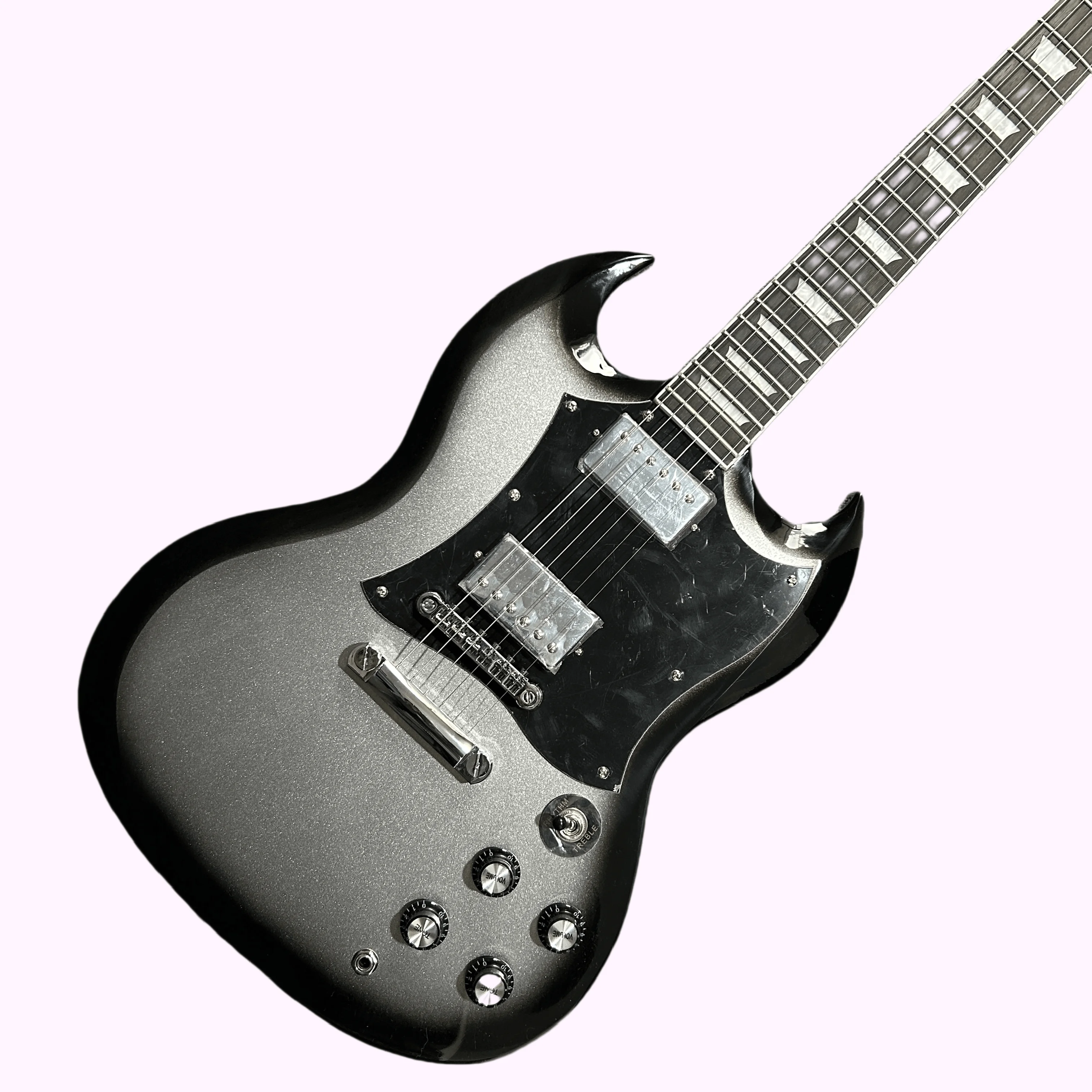 High Sound Quality Work Fine Feel Comfortable Sound Super Great Gib Silver SG Electric Guitar Rosewood Fingerboard Mahogany Body