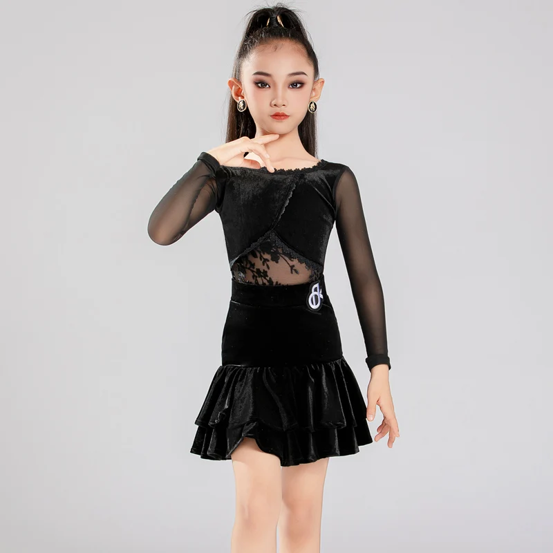 

Профессиональное платье для латинских танцев, бальное платье для девочек, стандартное платье для девочек, румба, ча-ча, самба, платье для латинских танцев, детское выступление