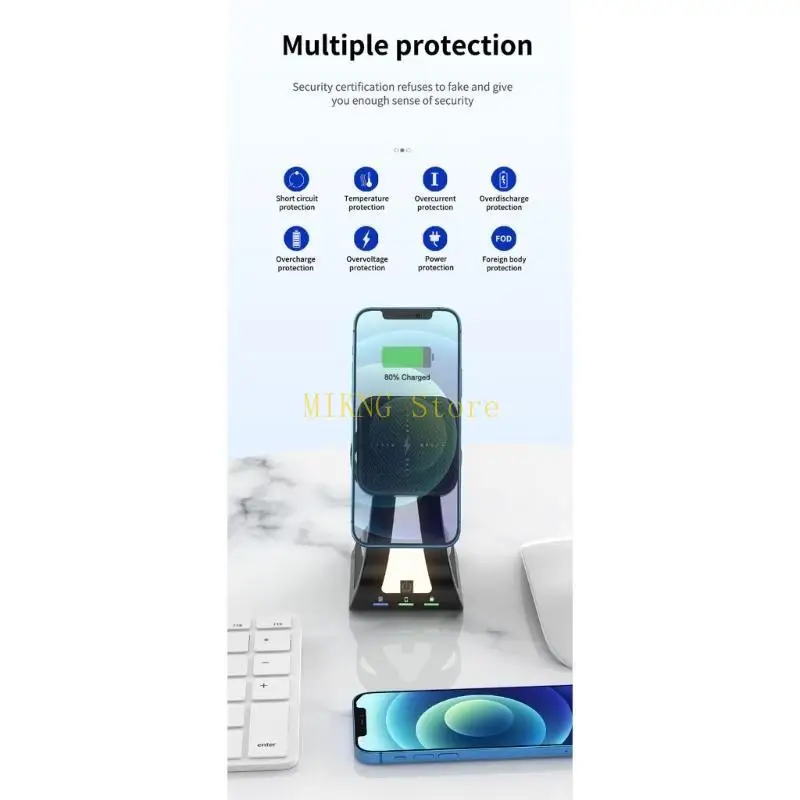 ملمس ABS اللاسلكي المغناطيسي مناسبة لمشاهدة الهاتف Fast 15W Fast 15W شحن في الليل أفضل بيع