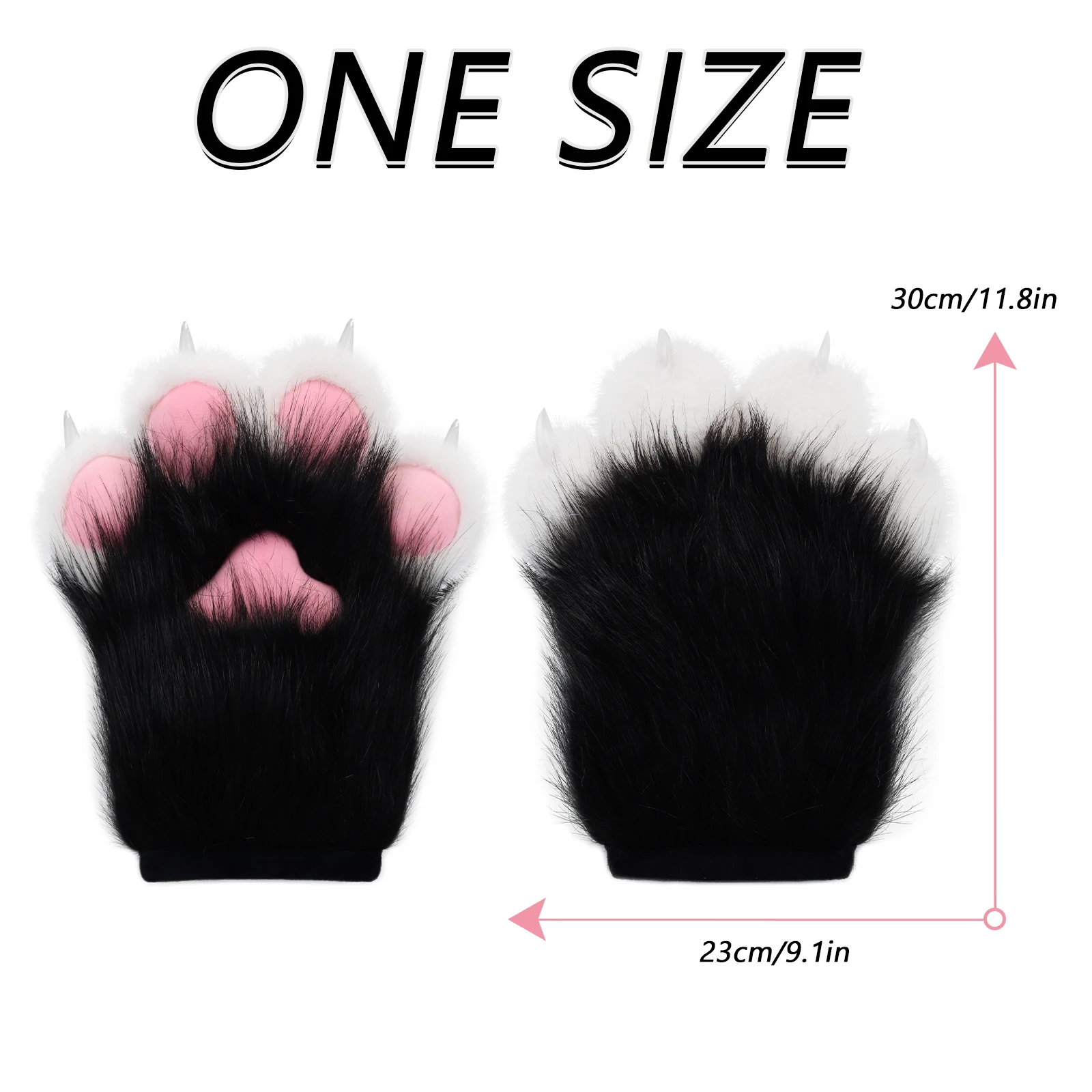 Furry Faux Fur Fox Cat Paws Gloves Animal Fursuit Mittens Halloween Christmas Cosplay Costume Props