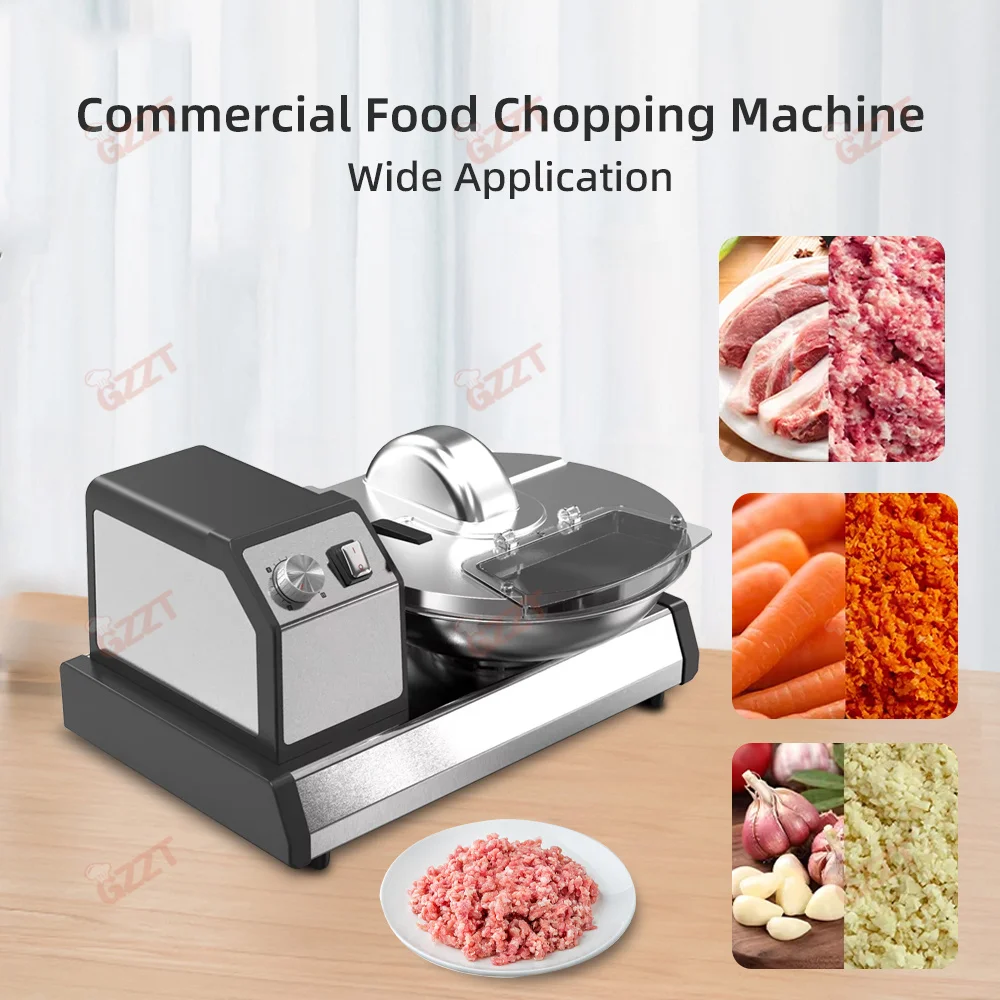 

GZZT Commercial Food Chopping Machine 5.5L Stainless Steel Vegetable Cutter Durable Copper Motor for Meat Grinder Meat Chopper