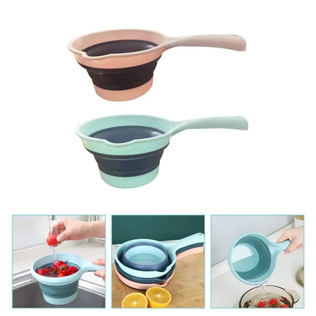 Fold Water Scoop Long Handle Thickening Plastic Ladle Fruit Vegetable Washing Scoop Home Kitchen Tools Camping Storage Containe