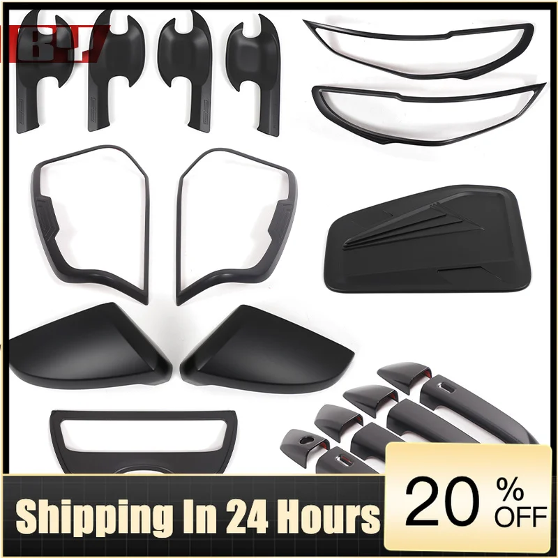 UOSO For Mazda BT-50 BT50 2021- 2023 Matte black Car Side rearview mirror cover Exterior Door Handle Bowl Trim Sticker Accessori