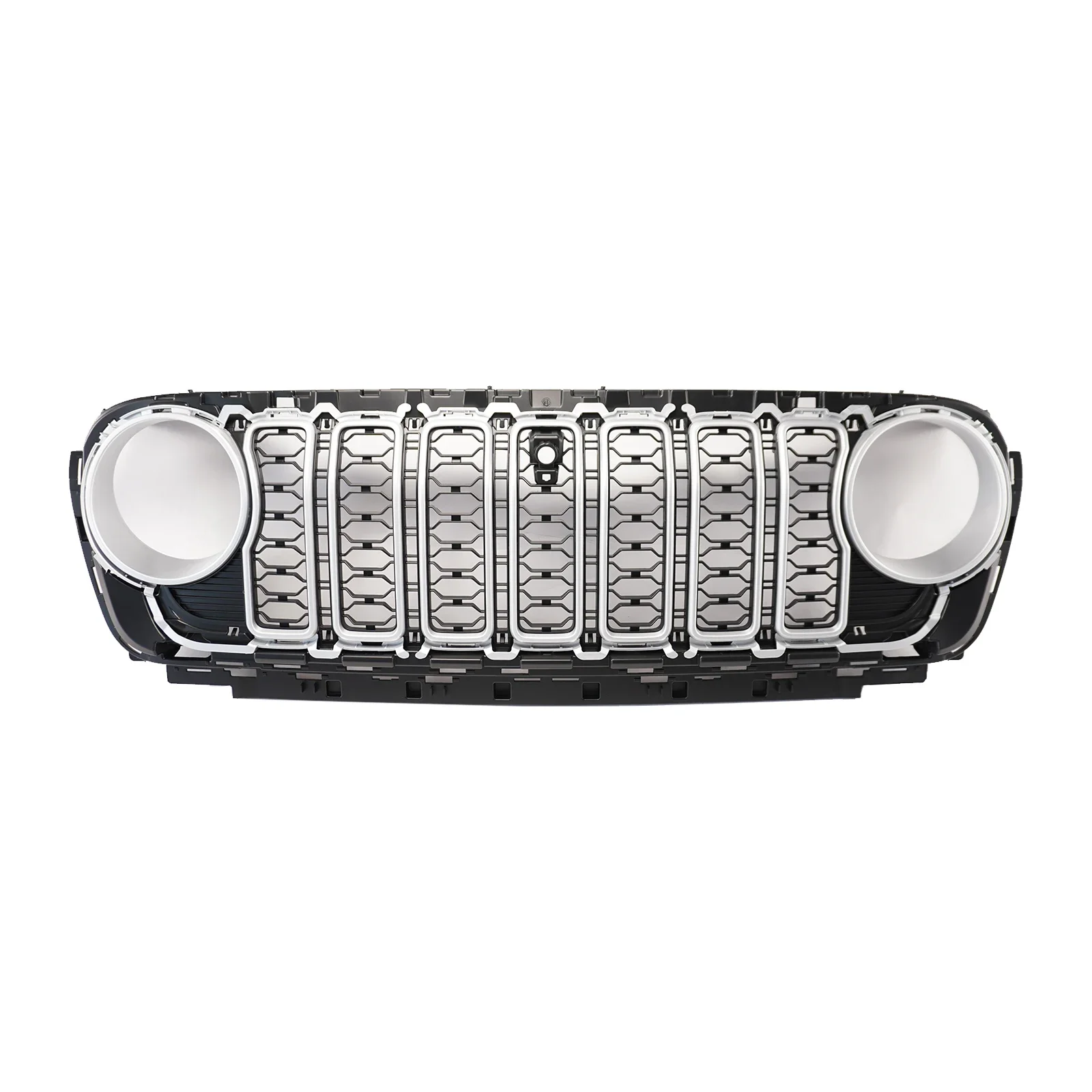 Car Front Grill For Jeep Wrangler JL JT 2018-2024 With Camera Hole Exterior Accessories Matte Black/Silver Body Kit Grille