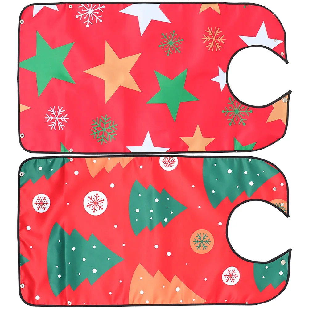 2 Pcs Adult Christmas Bib Adjustable Bibs Eating Snap Buckle Strap Printed Disabled People Supplies Waterproof