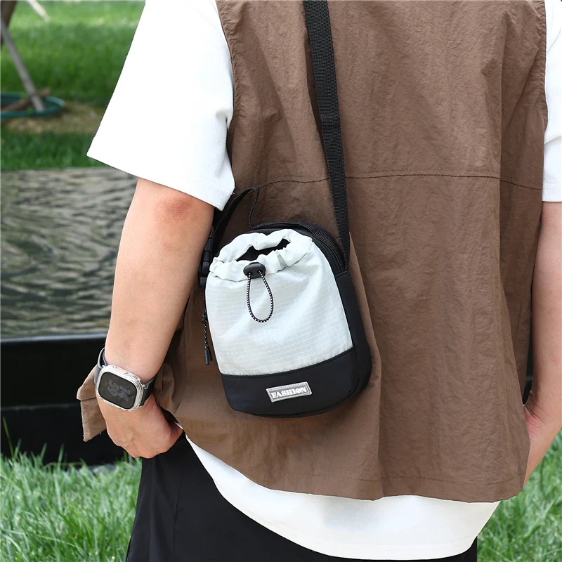 Waterproof Nylon Crossbody Sling Bag - Outdoor Travel Pouch with Dedicated Water Bottle Pocket