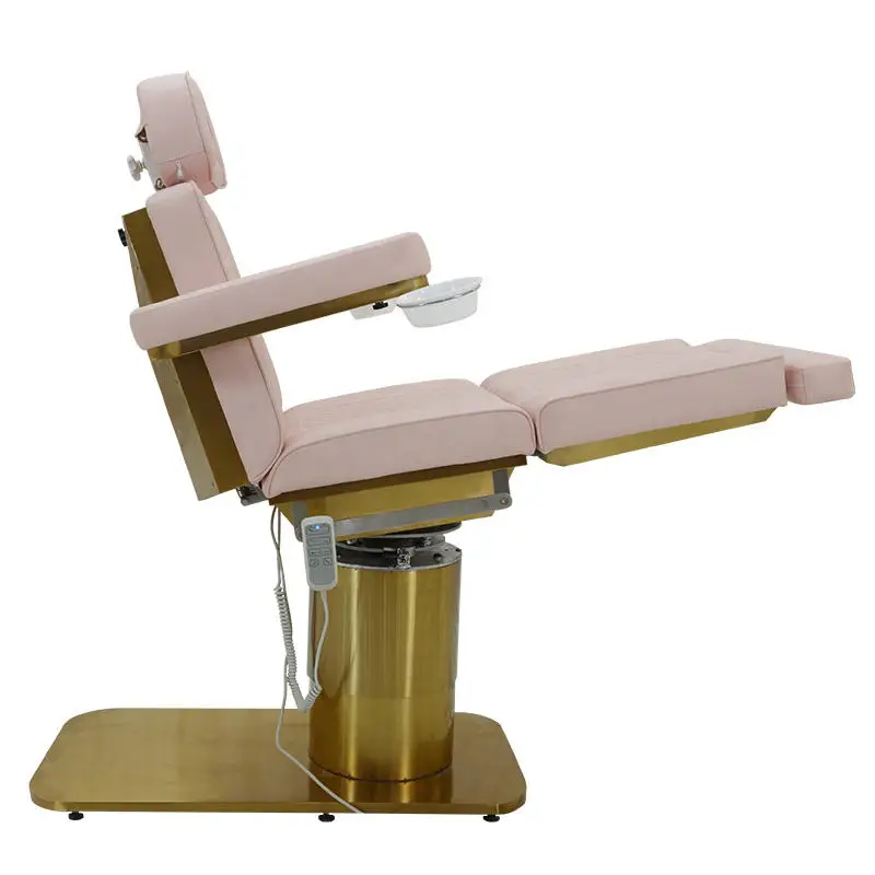 Pink Folding Electric Massage Bed With 4 Motors Metal Frame Synthetic Leather Salon Spa Treatment Table For Beauty Clinic
