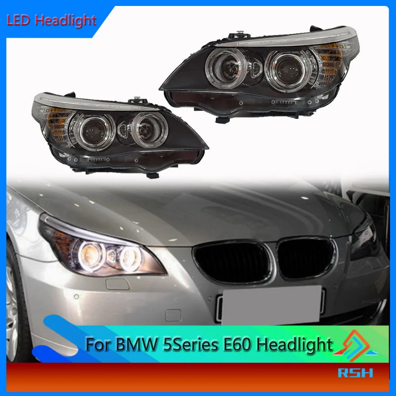

Автозапчасти, фара для BMW 5 серии E60, передняя лампа 520 523 525 530, модифицированная линза, фары в сборе, дневные ходовые огни