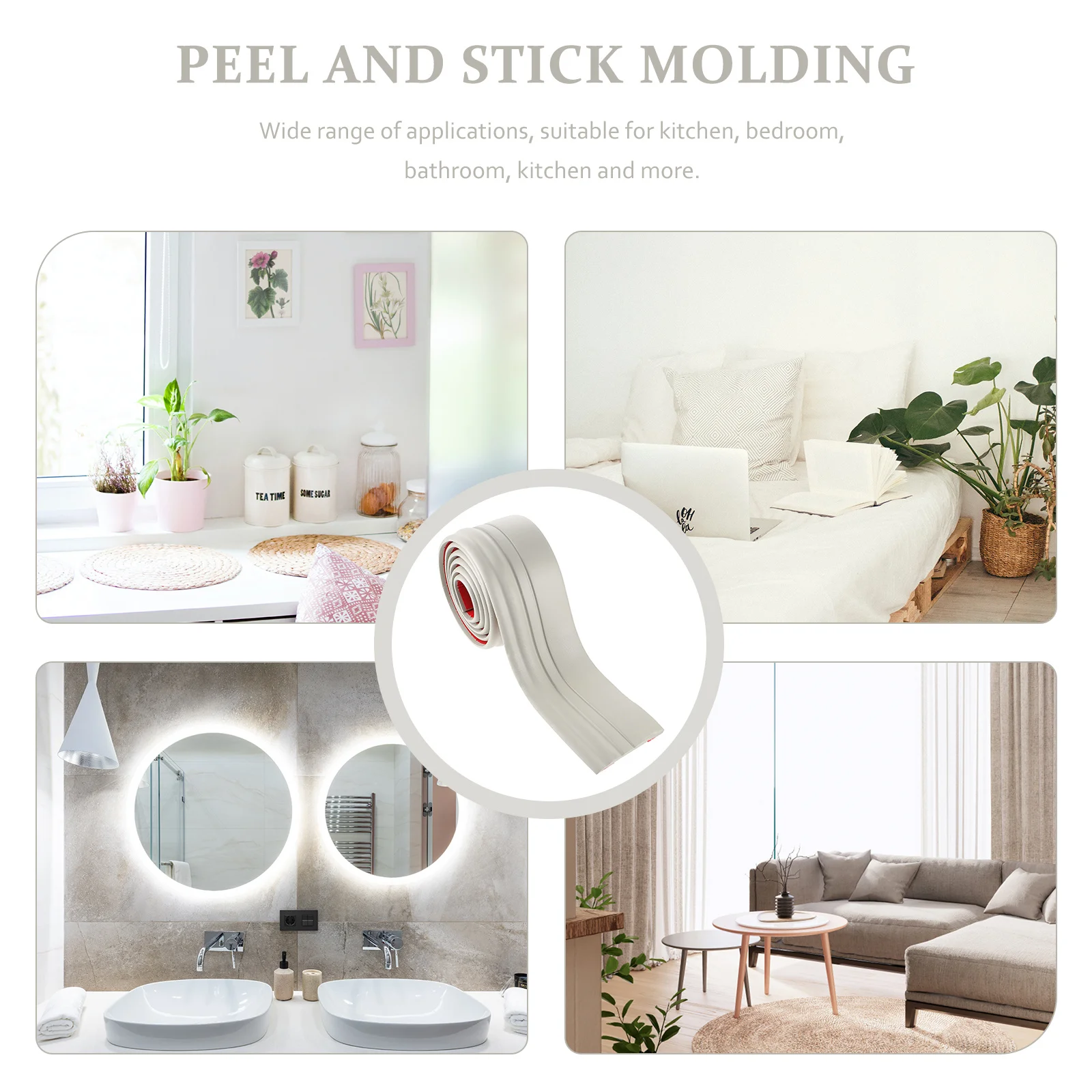 

1 Roll 2 Meters Self Adhesive Baseboard Molding Flexible Wall Base Trim For Kitchen Bathroom Bedroom Floor Seam Decoration Peel