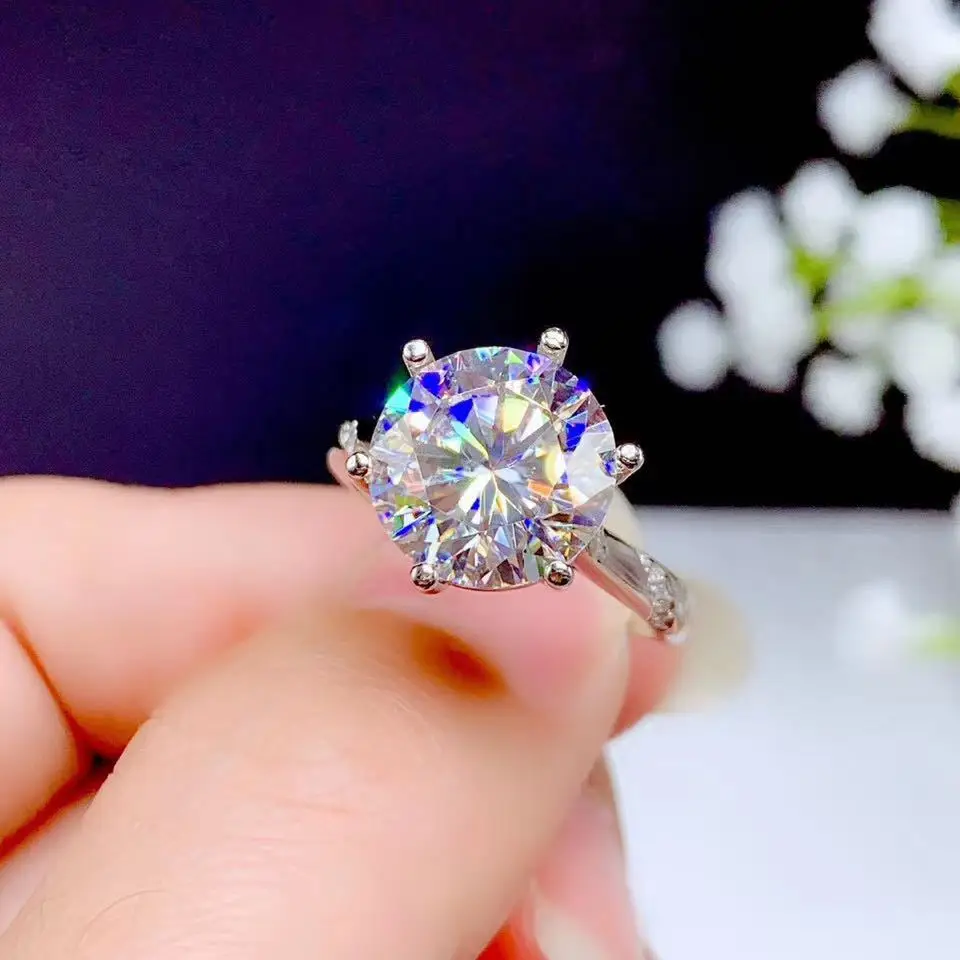 Platinum-Tone Copper Ring for Women Featuring Geometric Design Micro-Pavé Diamond Accents Eight Hearts Eight Arrows Cut and Six-