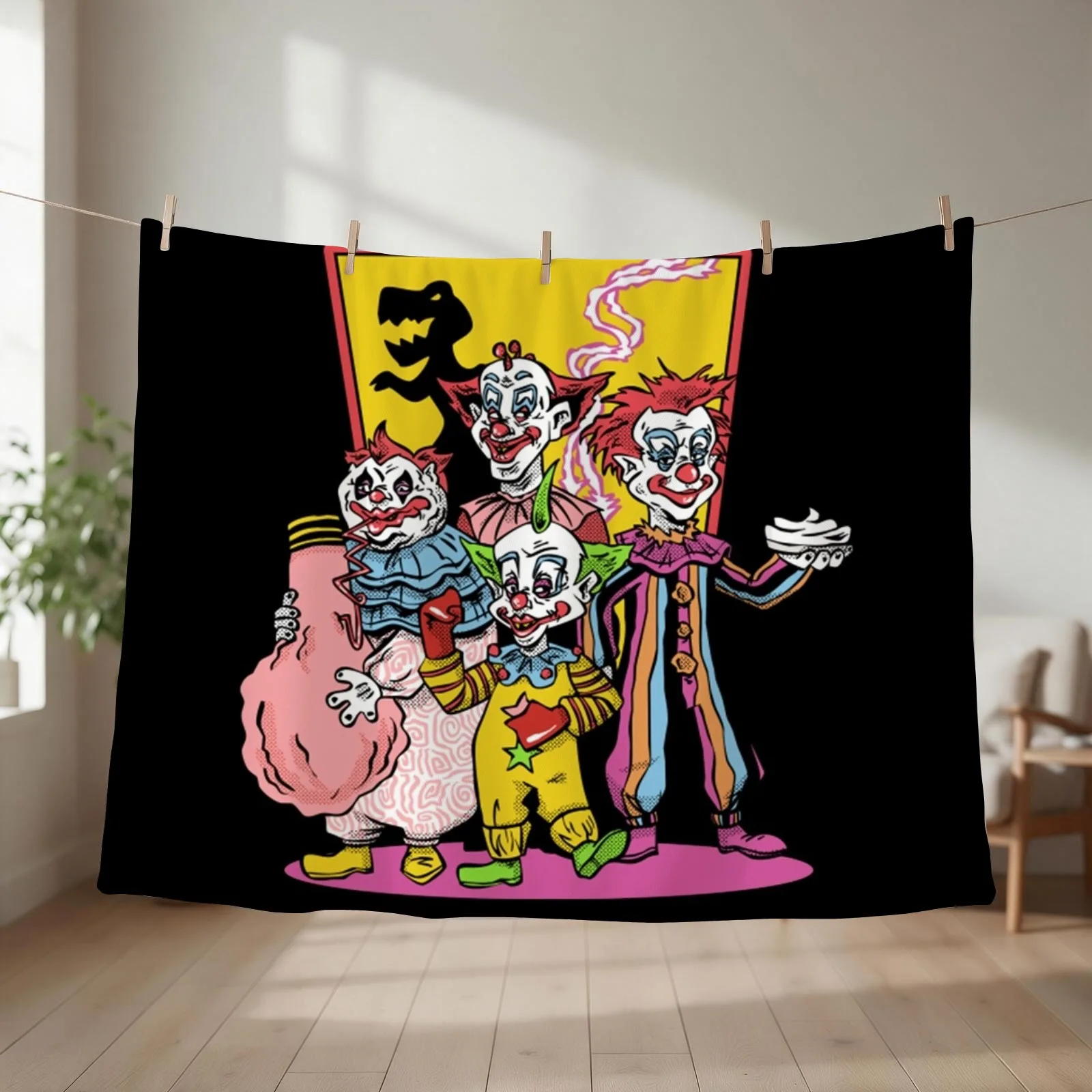 Killer Klowns Shirt Throw Blanket Travel Shaggy Plaid Large Blankets