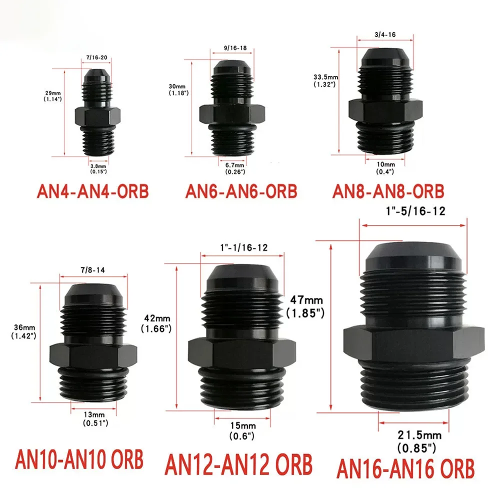 

Car Modification Black AN4 AN6 AN8 AN10 AN12 AN16 Connector Fuel Oil Cooling Adapter Connector ORB