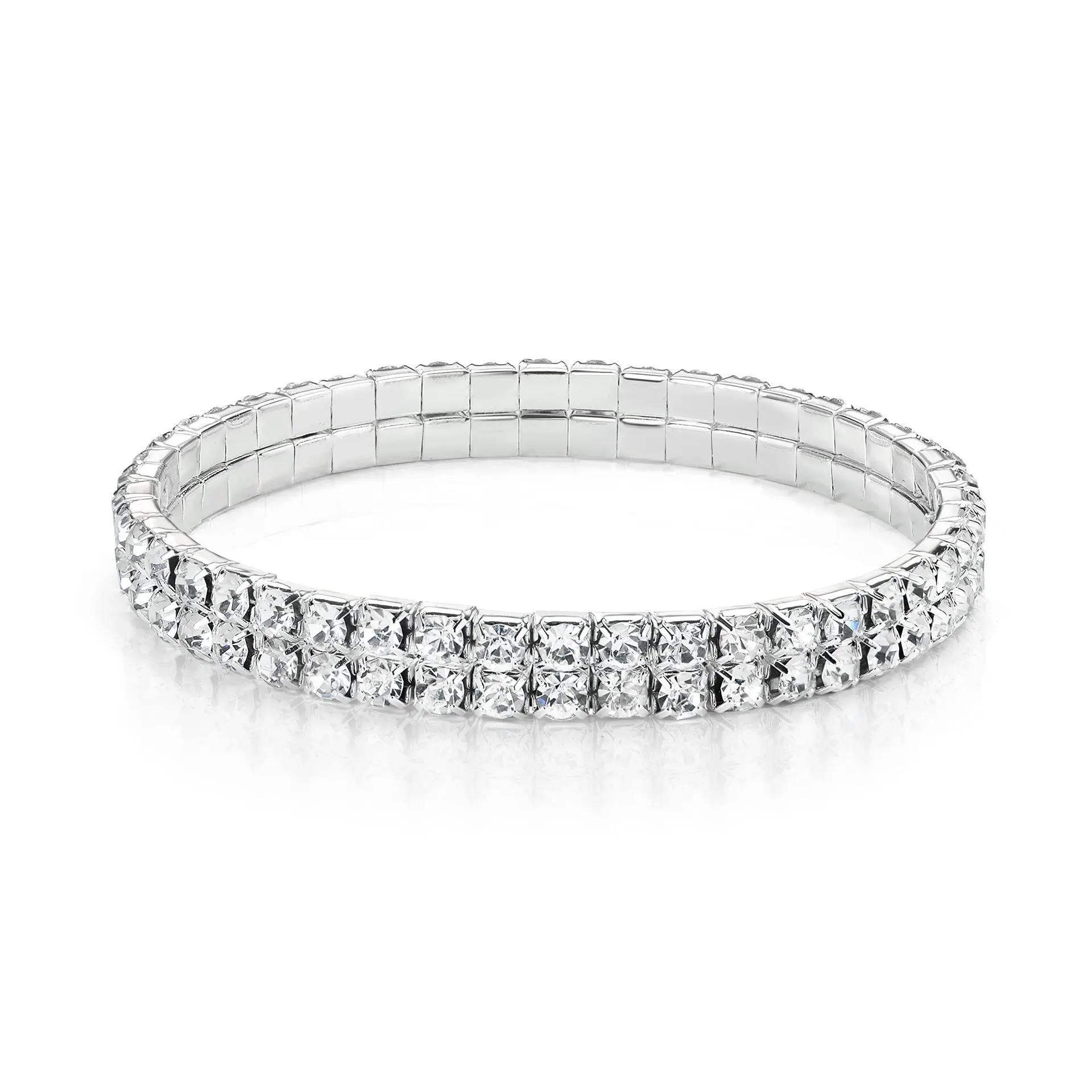 Double Row Elastic Bracelet Simple Temperament Crystal Bride Pulseira Bling Bangle for Women Men Jewelry Wedding Christmas Gift