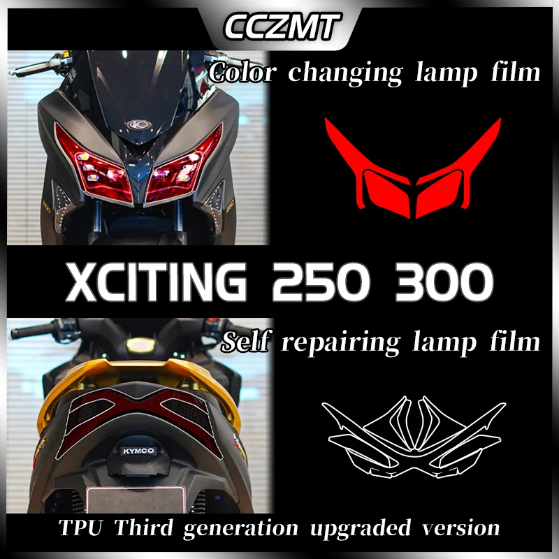 For KYMCO XCITING 250 300 modification for repairing scratches with transparent TPU film suitable  headlight protection film