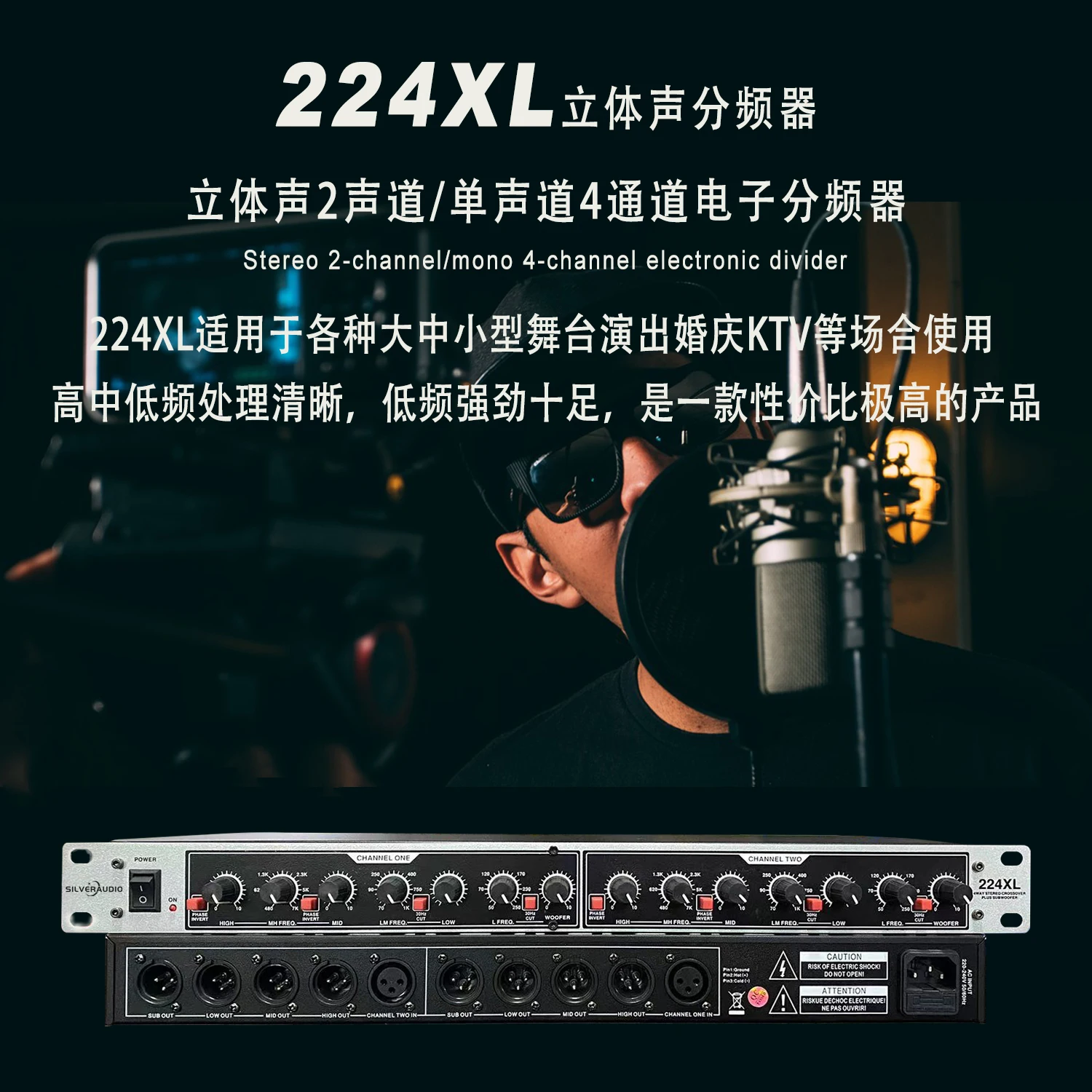 Stéréo professionnel de illeur de caisson de basses de GAX-224XL sur l'équipement audio de Digital de LimClaCrossover 2/4
