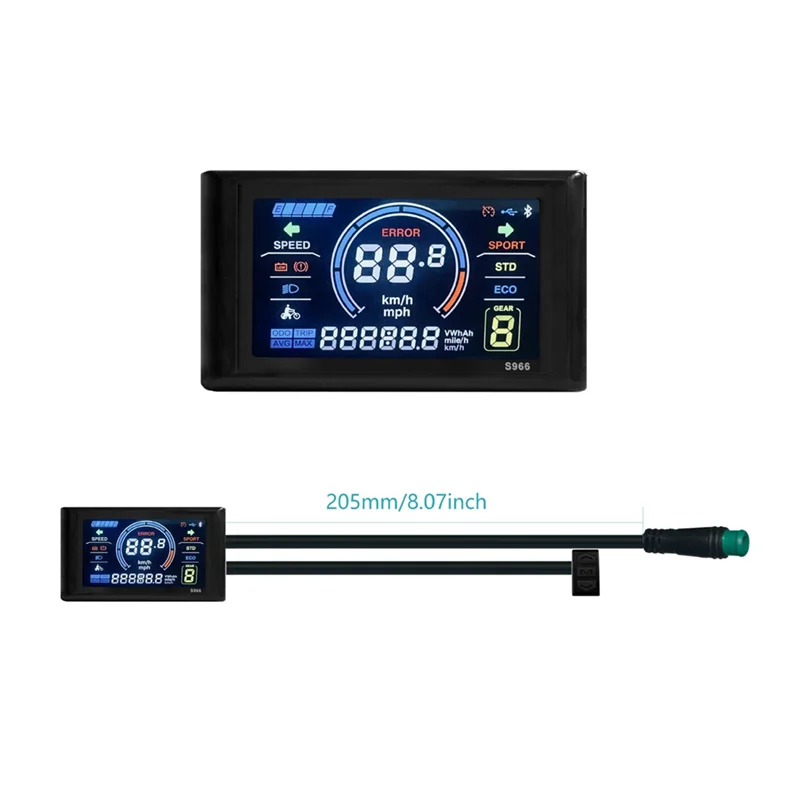 

LDHL Electric Bike Display 24V-72V Waterproof LCD Display S966 Electric Bike Controller Panel Dashboard,Waterproof Connector