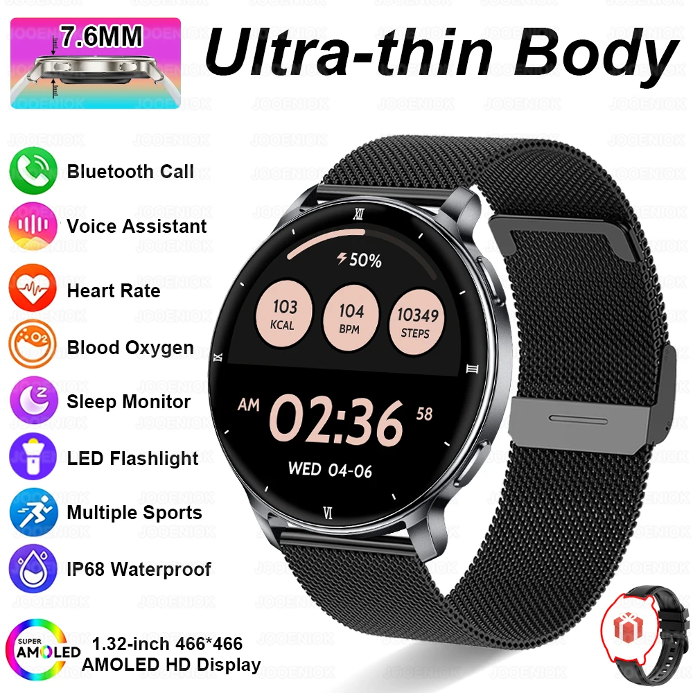7.6MM Smart Watch 1.32'' AMOLED HD Screen