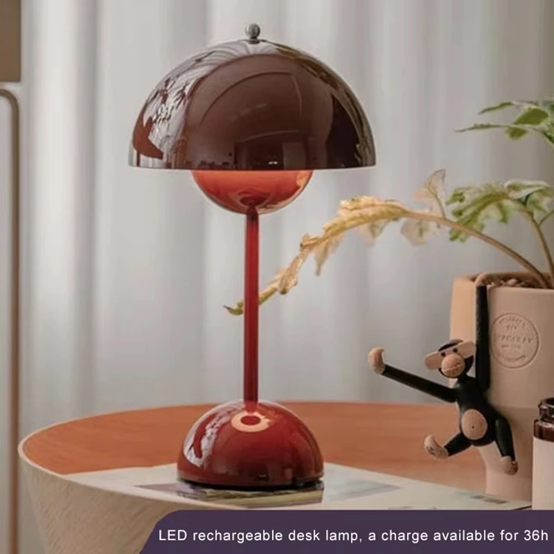 Cogumelo flor bud recarregável led candeeiro de mesa noite para o quarto jantar toque luz da noite simples decoração moderna