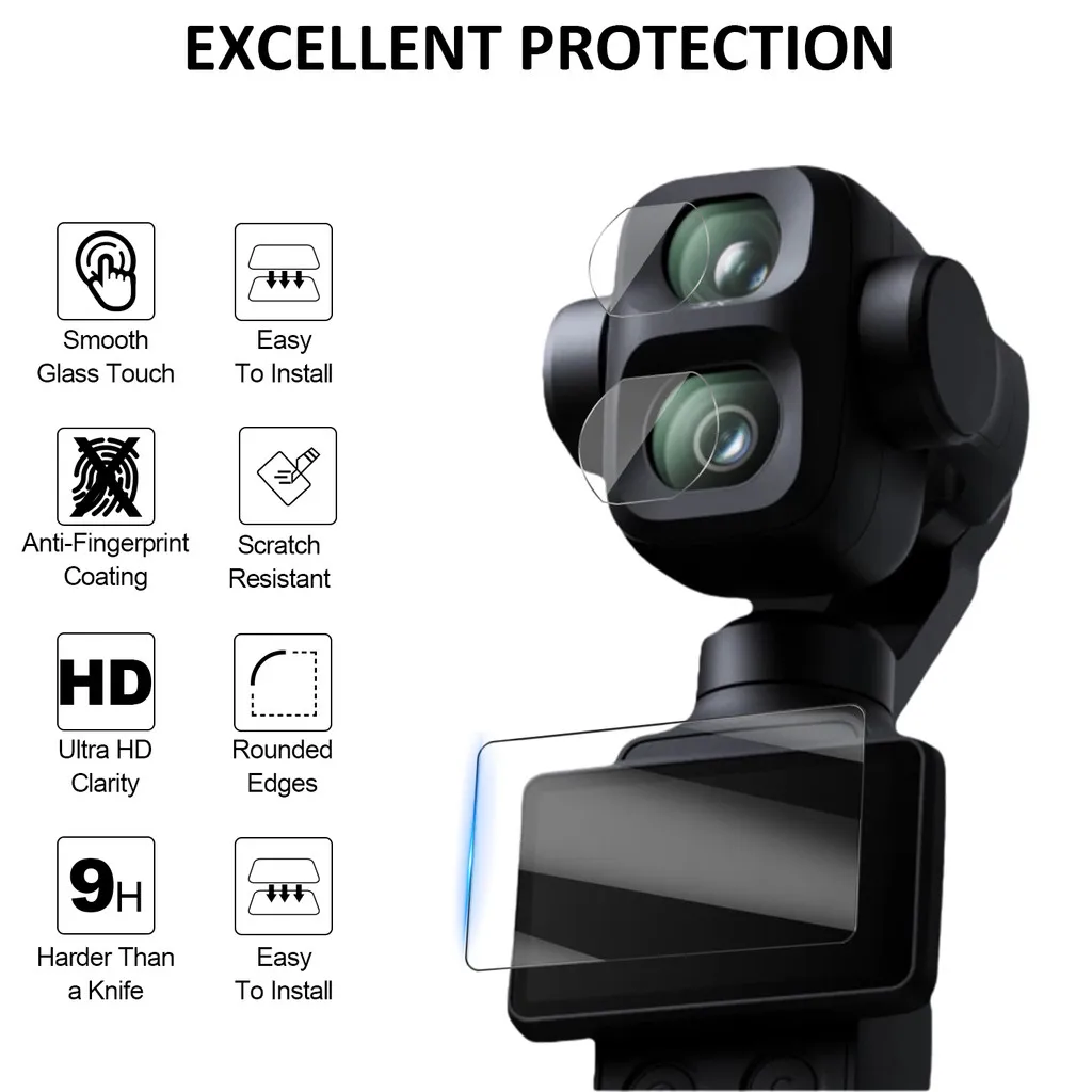 1-3Set for DJI Osmo Pocket 4 Pro 4 3 2 Camera Screen Protector Tempered Glass Lens Protective Film Ultra HD Clear Guard Cover