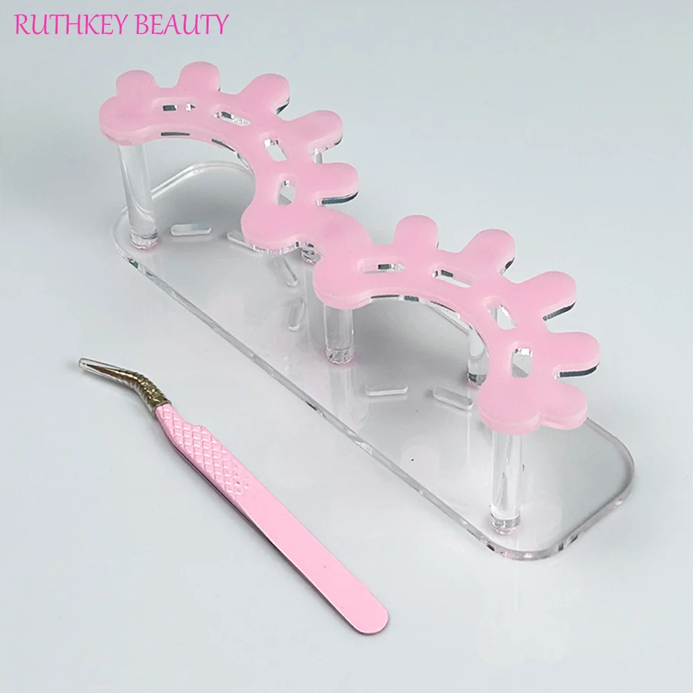 Acrylic Pink Hold Tweezers Private Label Lash Tools Eyelash Holder For Eyelash Extension Lash Tile eyelash shape Tweezers holder