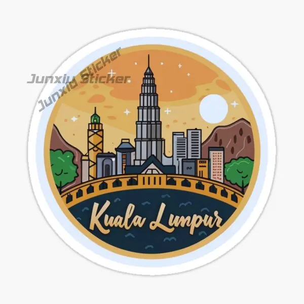 KUALA LUMPUR MALAYSIA National Flag National Emblem Mountain Scenic Car Stickers Waterproof Vinyl Decal No Fade Print and PVC