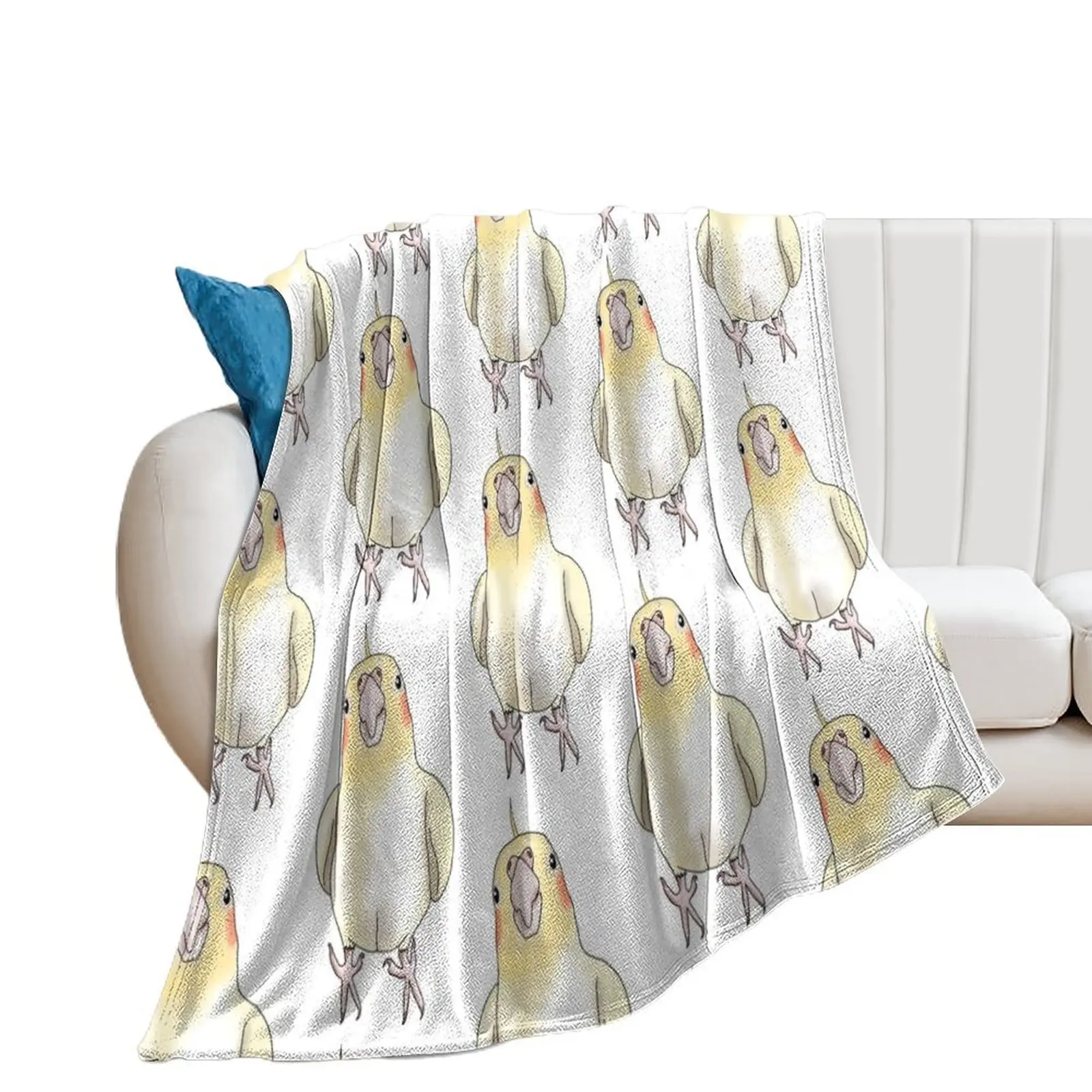 Cute Yellow Lutino Cockatiel Throw Blanket Extra Large Throw Soft Beds Summer Beddings Thermal Blankets