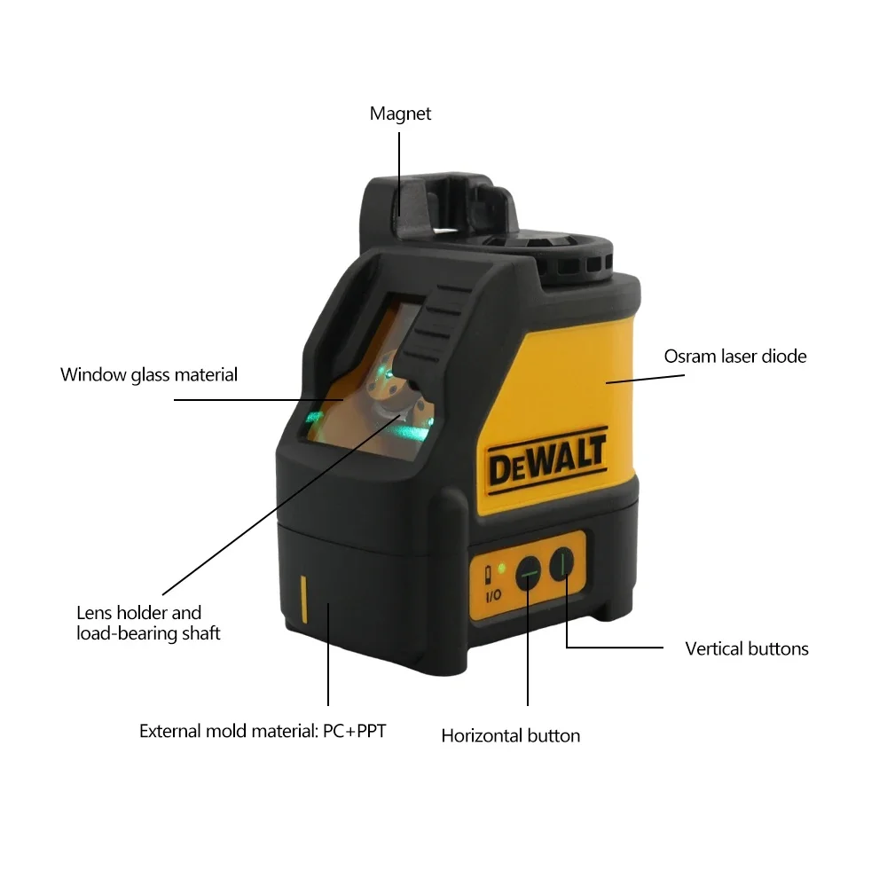 DeWalt DW088CG 2-Line Green Beam Cross Line Laser Level High Precision Horizontal Vertical Laser Level Dotting Instrument