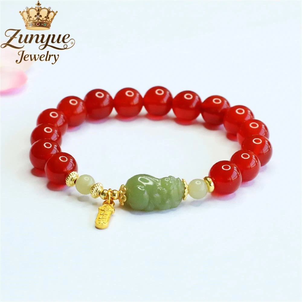 

High-End Natural Hetian Jade Pi Xiu Red Agate Bracelet Fashion Luxury Quality Jewelry Exquisite Elegant Popular Charms Young